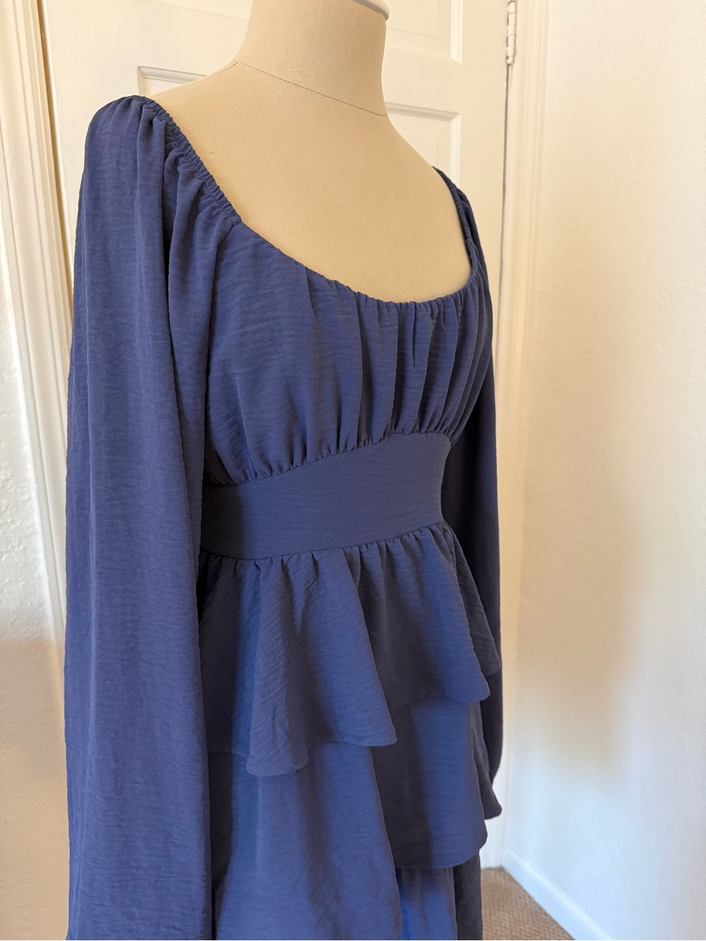 Dry Goods Blue Tiered Long Sleeve Dress - Picture 2 of 7